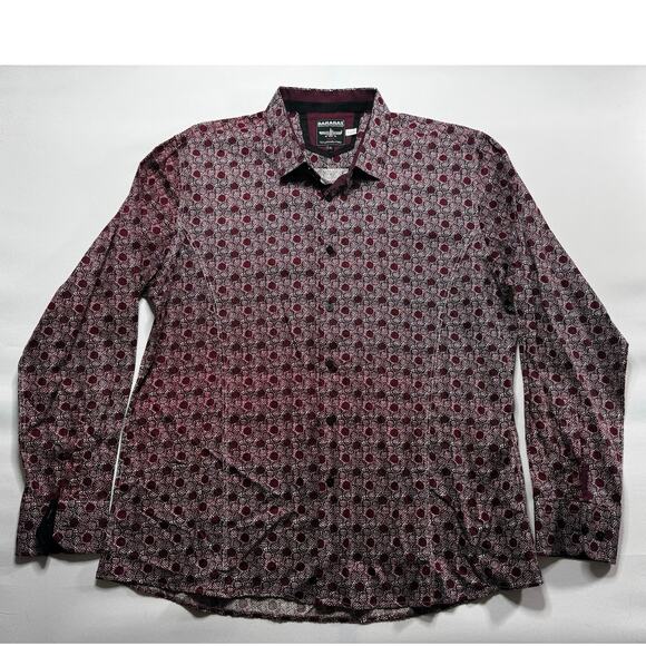 Barabas Men's Long Sleeve Red Black Geo Print Button Up Shirt - Size XL - Picture 1 of 4